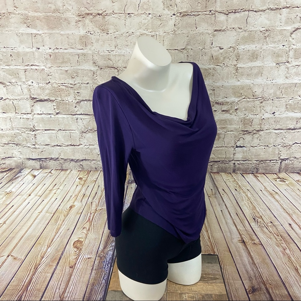 H&M purple cowl neck long sleeve shirt small - Picture 2 of 9
